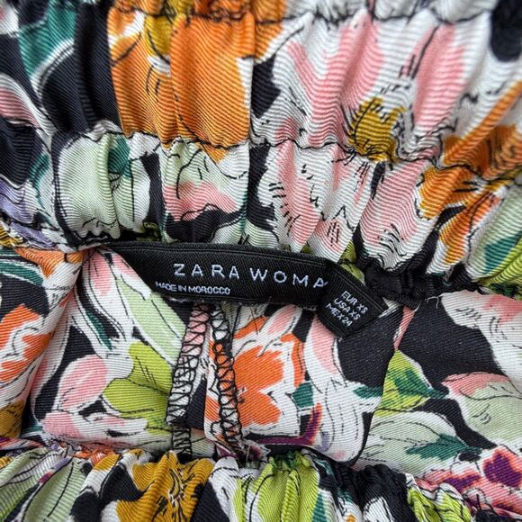 Zara Wide Leg Floral Pants | Colorful Boho Flowy Trousers | Rainbow Trim - Picture 3 of 7